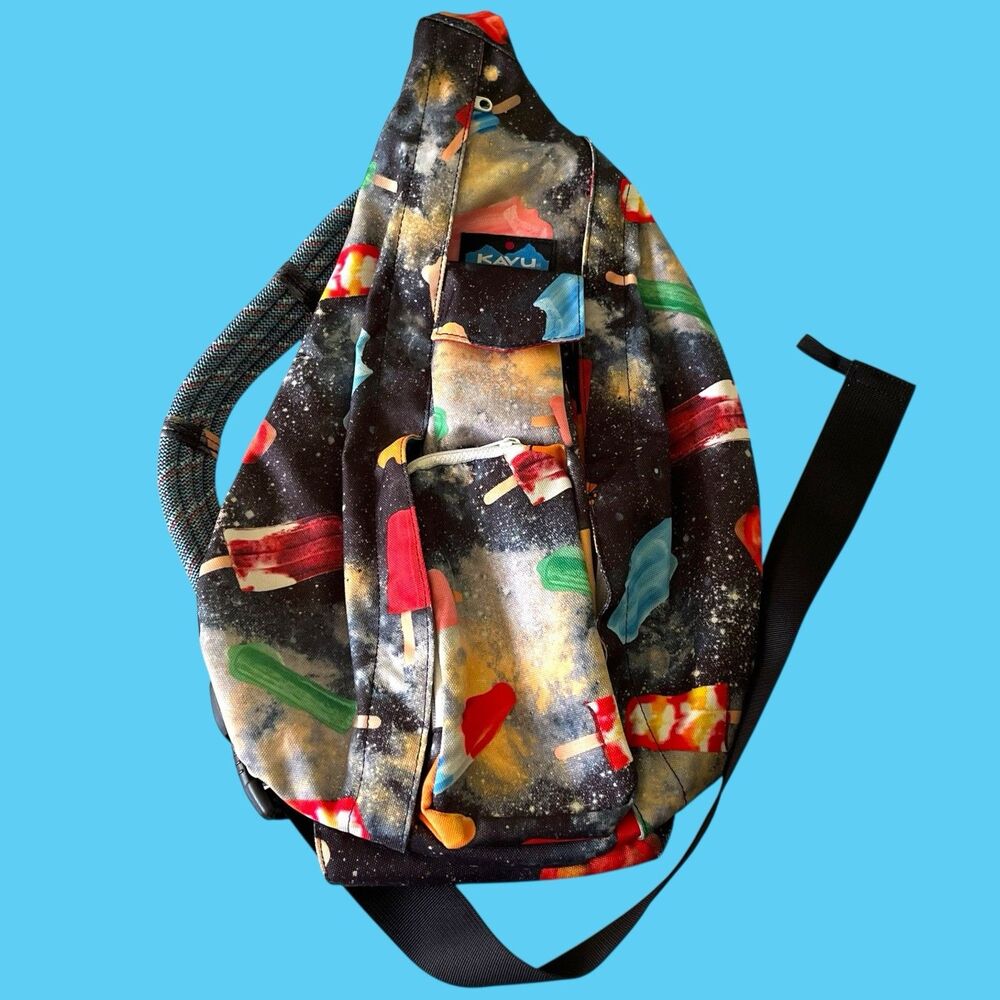 Rare KAVU Rope Sling Crossbody Bag Space Pop Galaxy Popsicle Ice Purse Handbag